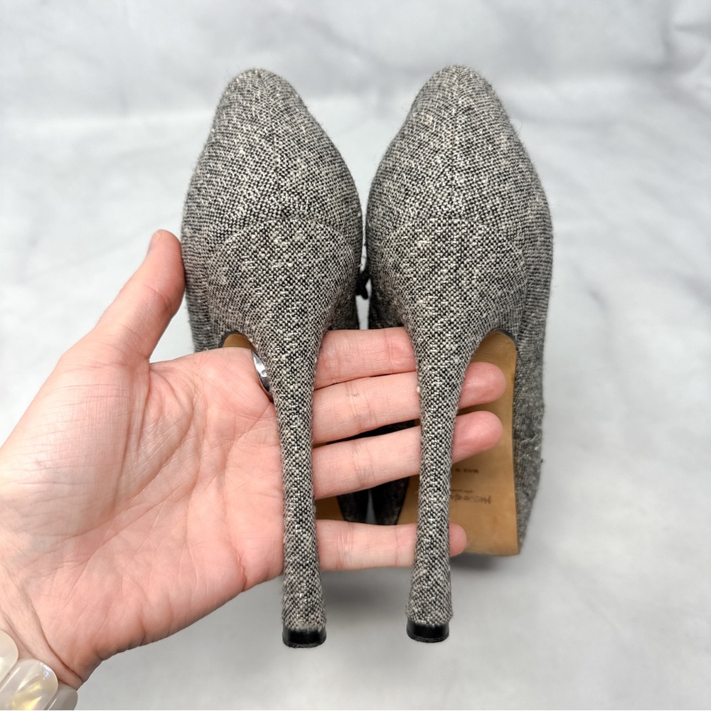 YSL Yves Saint Laurent Y2K Vintage Glitter Tweed Platform Heeled Ankle Boots - Picture 5 of 14